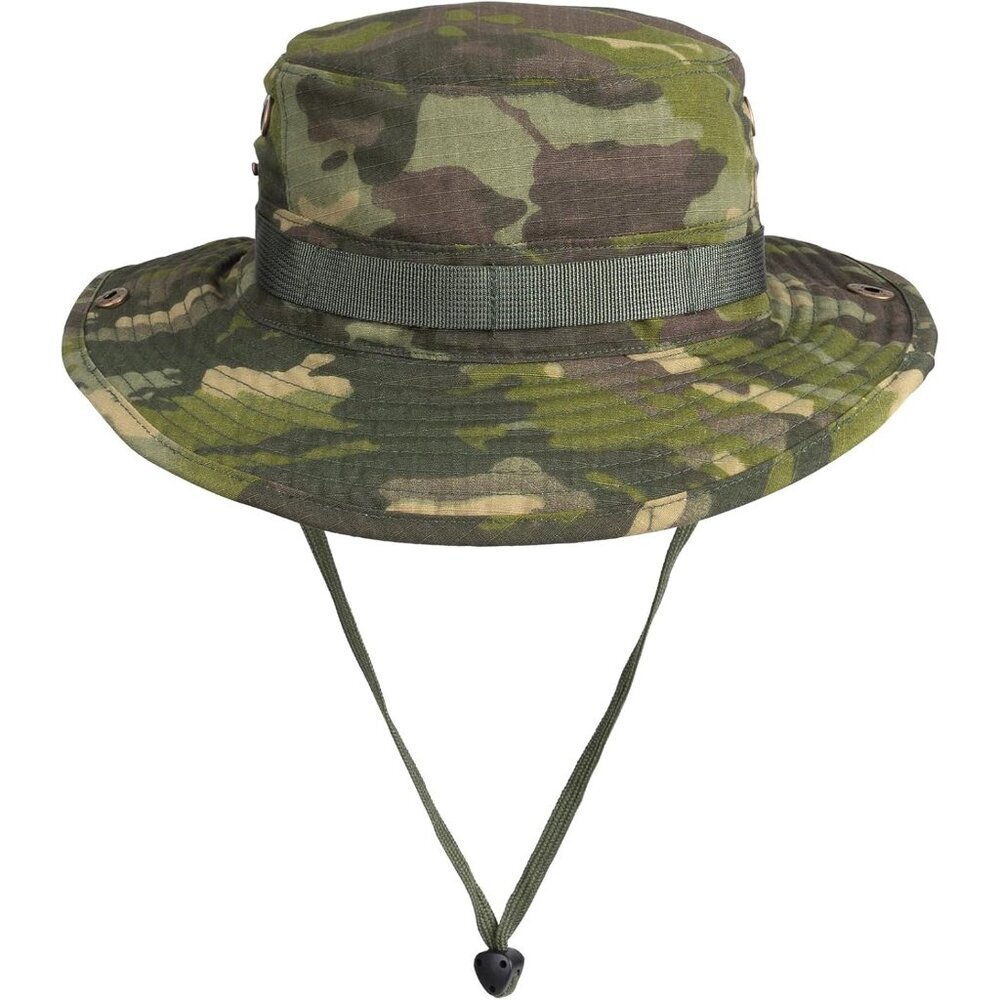 Unisex Army Wide Brim Loops Buckle With Chin Strap Adjustable Boonie Sun Hat